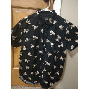 Black Pug Button Down